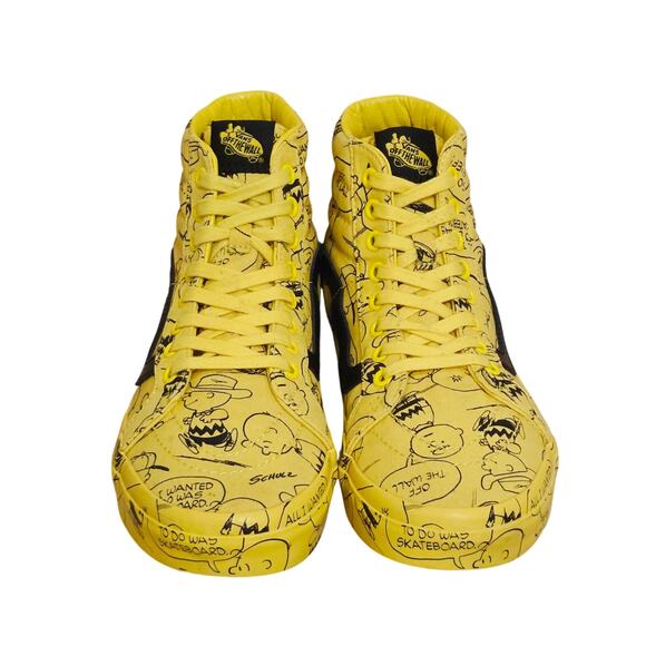 Vans X Peanuts SK8-Hi Charlie Brown Sneakers Yellow Black Size Mens 8 Womens 9.5